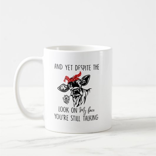 Kuh schaut auf mein Gesicht Kaffeetasse (Links)