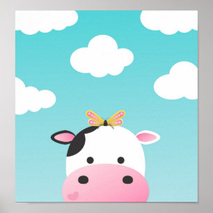 Kuh & Schmetterling BFFs Kinderzimmer Poster
