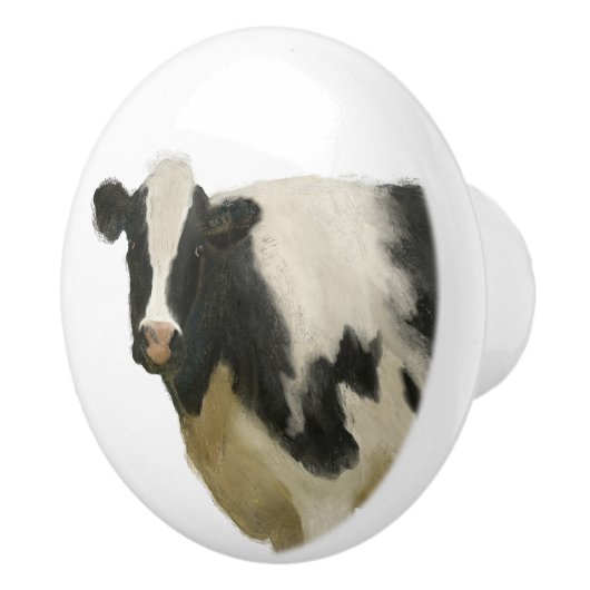 Kuh schwarz n Weiß Rustikales Bauernhaus Land Küch Keramikknauf (Rechts)