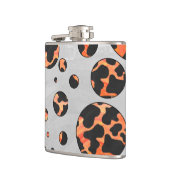 Kuh Schwarz und Orange Polka Dot Print Flachmann (Links)