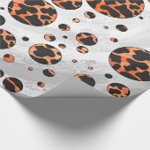 Kuh Schwarz und Orange Polka Dot Print Geschenkpapier (Ecke)