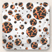 Kuh Schwarz und Orange Polka Dot Print Getränkeuntersetzer (Vorderseite)