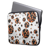 Kuh Schwarz und Orange Polka Dot Print Laptopschutzhülle (Vorderseite Links)