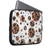 Kuh Schwarz und Orange Polka Dot Print Laptopschutzhülle (Vorne Rechts)