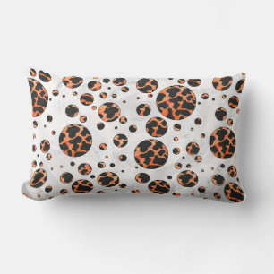 Kuh Schwarz und Orange Polka Dot Print Lendenkissen