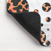 Kuh Schwarz und Orange Polka Dot Print Mousepad (Ecke)