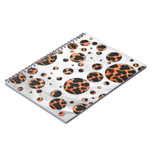 Kuh Schwarz und Orange Polka Dot Print Notizblock