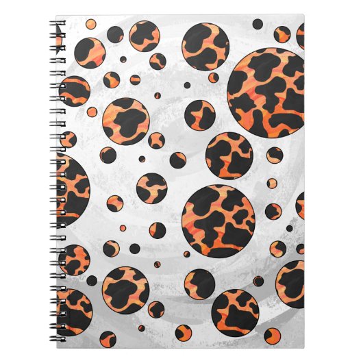 Kuh Schwarz und Orange Polka Dot Print Notizblock (Vorderseite)