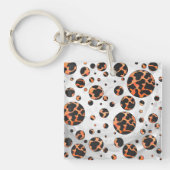 Kuh Schwarz und Orange Polka Dot Print Schlüsselanhänger (Vorderseite)