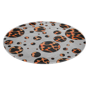 Kuh Schwarz und Orange Polka Dot Print Schneidebrett