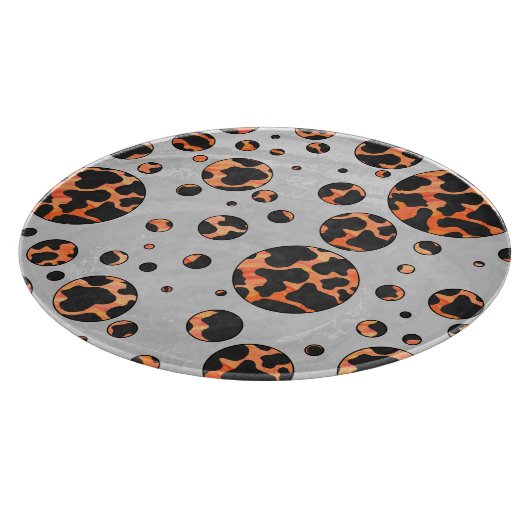 Kuh Schwarz und Orange Polka Dot Print Schneidebrett (Ecke)