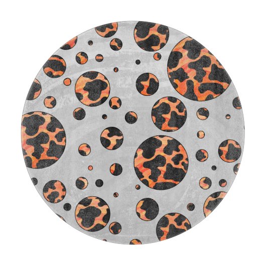 Kuh Schwarz und Orange Polka Dot Print Schneidebrett (Vorderseite)