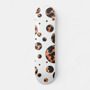 Kuh Schwarz und Orange Polka Dot Print Skateboard