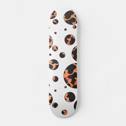 Kuh Schwarz und Orange Polka Dot Print Skateboard (Vorderseite)