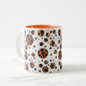 Kuh Schwarz und Orange Polka Dot Print Zweifarbige Tasse (Vorderseite Links)