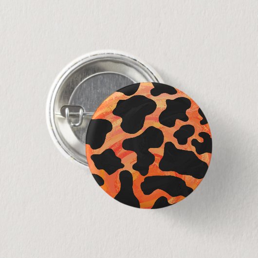 Kuh Schwarz und Orange Print Button (Vorne & Hinten)