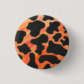 Kuh Schwarz und Orange Print Button (Vorderseite)