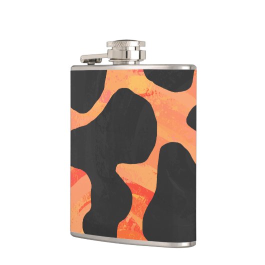 Kuh Schwarz und Orange Print Flachmann (Links)