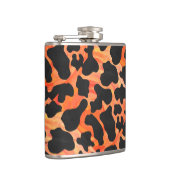 Kuh Schwarz und Orange Print Flachmann (Rechts)