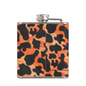 Kuh Schwarz und Orange Print Flachmann (Rückseite)