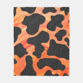 Kuh Schwarz und Orange Print Fleecedecke (Vorderseite)