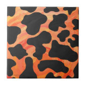 Kuh Schwarz und Orange Print Fliese (Vorderseite)