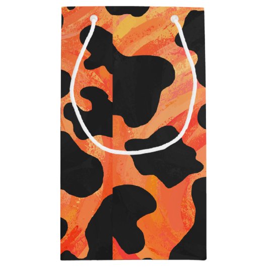 Kuh Schwarz und Orange Print Kleine Geschenktüte (Rückseite)