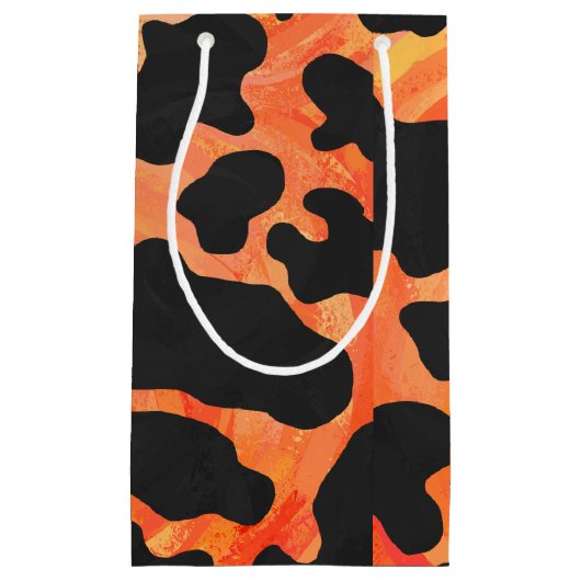 Kuh Schwarz und Orange Print Kleine Geschenktüte (Vorderseite)