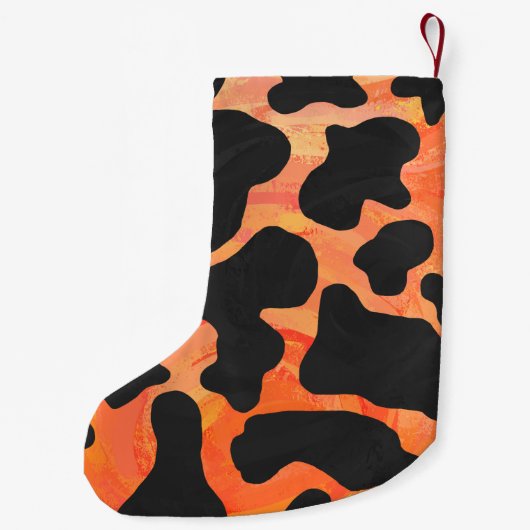 Kuh Schwarz und Orange Print Kleiner Weihnachtsstrumpf (Rückseite)