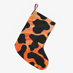 Kuh Schwarz und Orange Print Kleiner Weihnachtsstrumpf