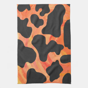 Kuh Schwarz und Orange Print Küchentuch