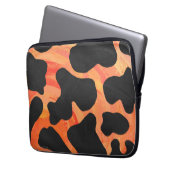 Kuh Schwarz und Orange Print Laptopschutzhülle (Vorderseite Links)