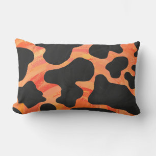 Kuh Schwarz und Orange Print Lendenkissen