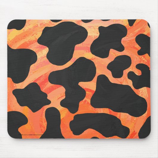 Kuh Schwarz und Orange Print Mousepad (Vorne)
