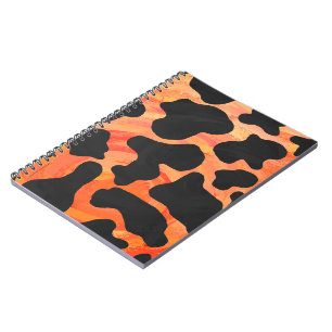 Kuh Schwarz und Orange Print Notizblock