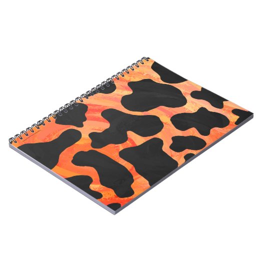 Kuh Schwarz und Orange Print Notizblock (Linke Seite)