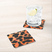 Kuh Schwarz und Orange Print Rechteckiger Pappuntersetzer (Vor Ort)