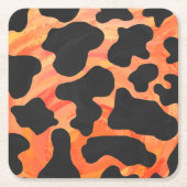 Kuh Schwarz und Orange Print Rechteckiger Pappuntersetzer (Vorderseite)