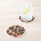 Kuh Schwarz und Orange Print Sandstein Untersetzer (Seite)