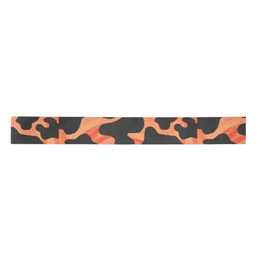 Kuh Schwarz und Orange Print Satinband (Vorderseite)