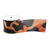 Kuh Schwarz und Orange Print Satinband (Spule)