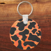Kuh Schwarz und Orange Print Schlüsselanhänger (Vorderseite)