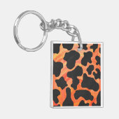 Kuh Schwarz und Orange Print Schlüsselanhänger (Vorderseite links)
