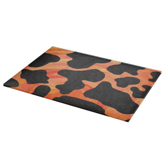 Kuh Schwarz und Orange Print Schneidebrett (Ecke)