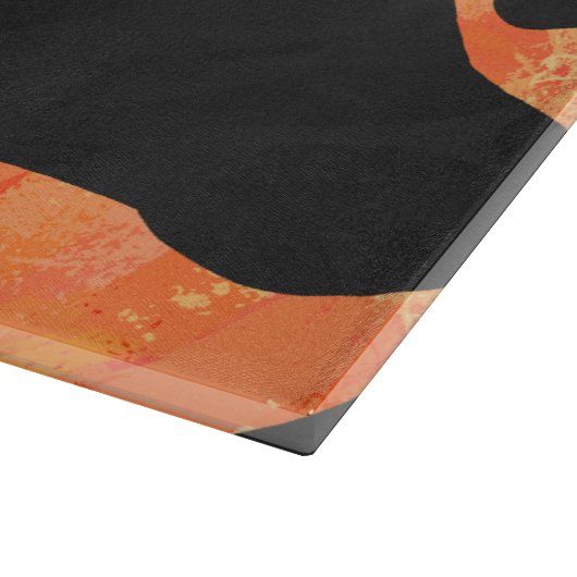 Kuh Schwarz und Orange Print Schneidebrett (Ecke)