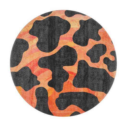 Kuh Schwarz und Orange Print Schneidebrett (Vorderseite)