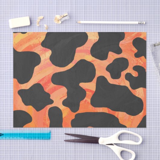 Kuh Schwarz und Orange Print Seidenpapier (Handwerk)