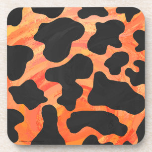 Kuh Schwarz und Orange Print Untersetzer