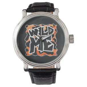 Kuh Schwarz und Orange Wild Me Armbanduhr