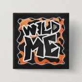 Kuh Schwarz und Orange Wild Me Button (Vorderseite)